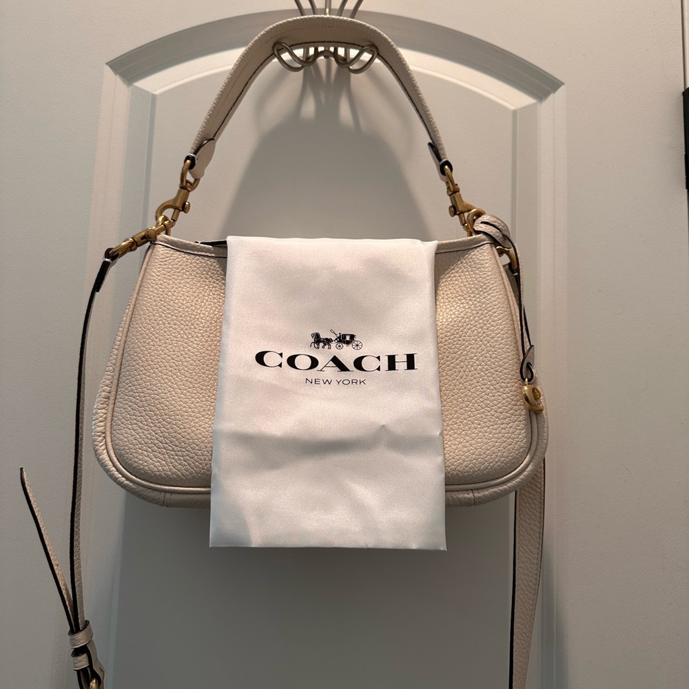 Coach Soft Pebble Leather CARY Bag in Chalk